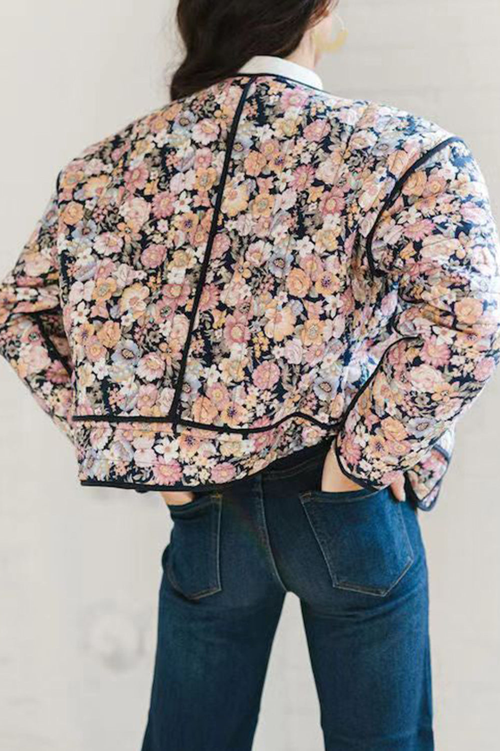 Vanessa | Floral winter coat with buttons and long sleeves