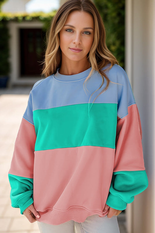 Greta | Color block sweatshirt with a crew neck and long sleeves