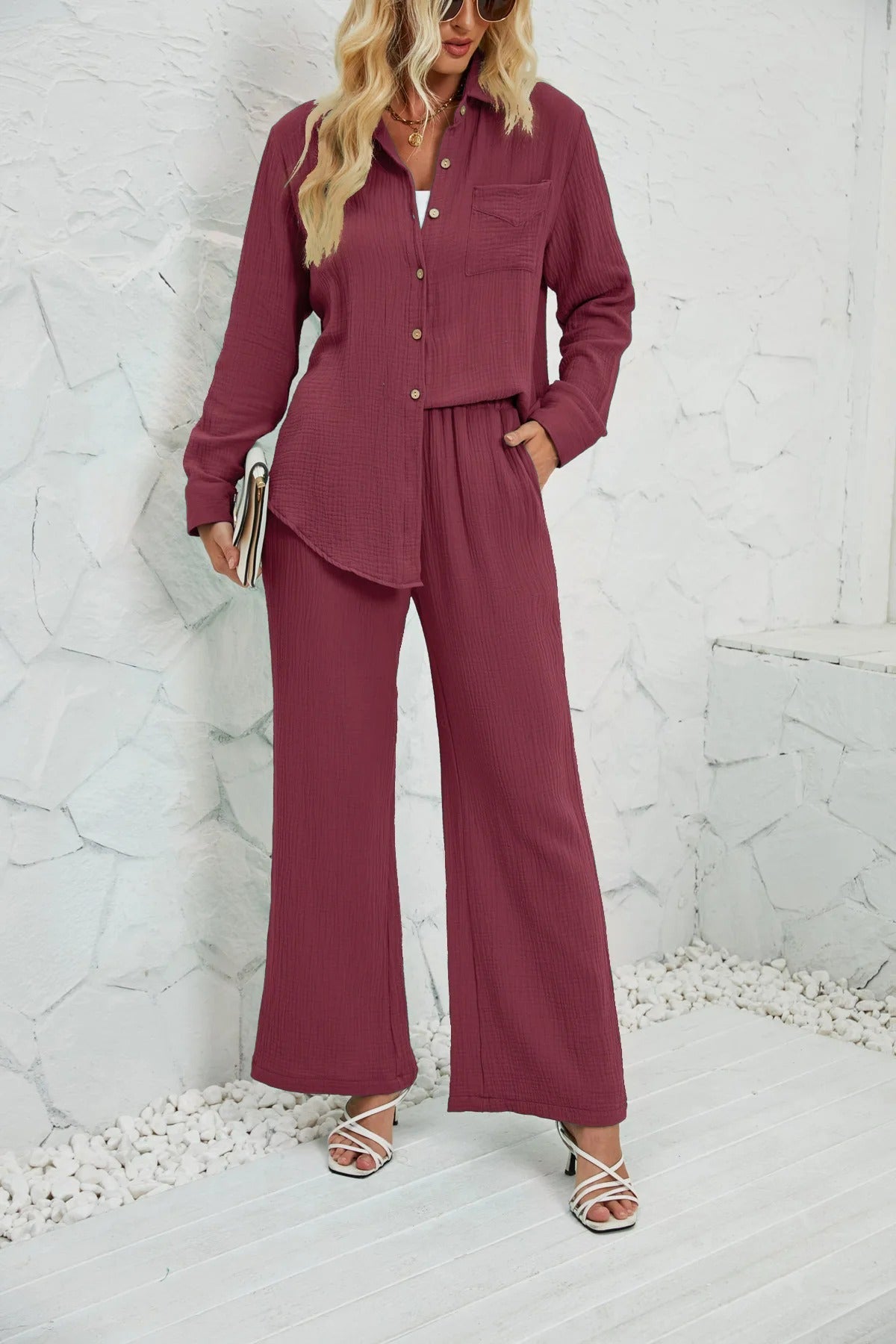 Kaylee® | Long Sleeve And Wide Trouser Set For Women