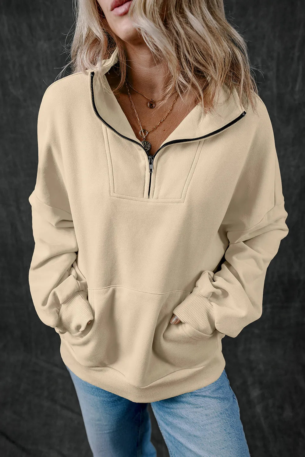 Adriana | Long sleeve half zip sweatshirt