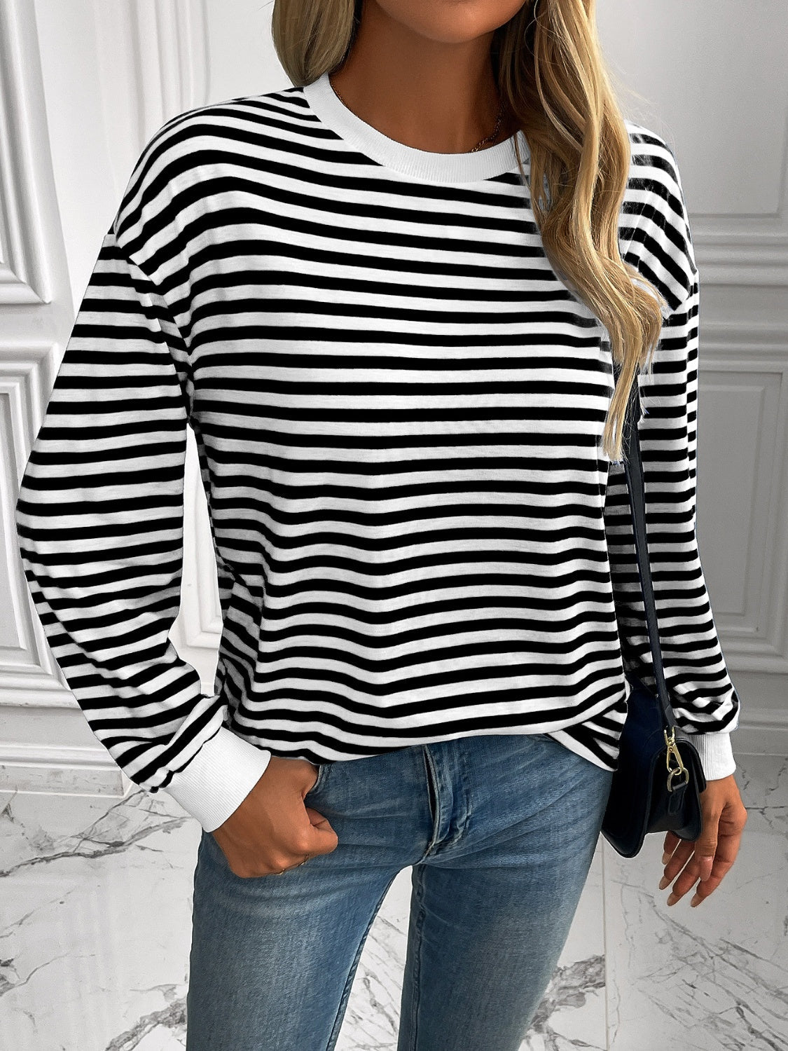 Constance | Ivy Lane striped long sleeve crew neck sweatshirt