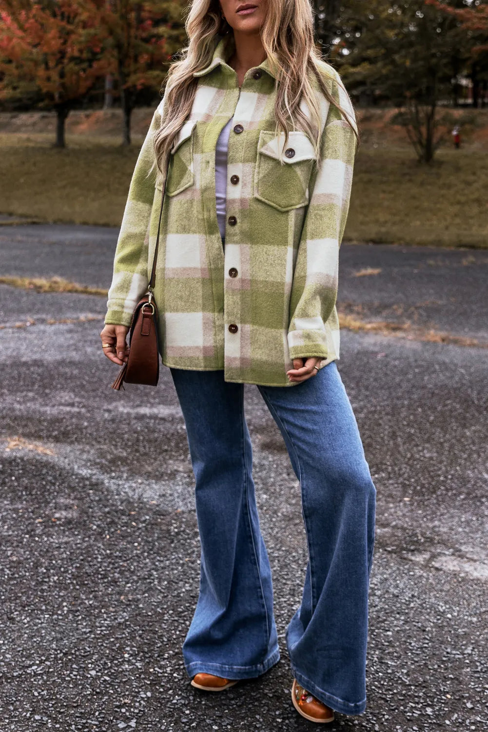 Sabine | Checked long sleeve jacket with buttons