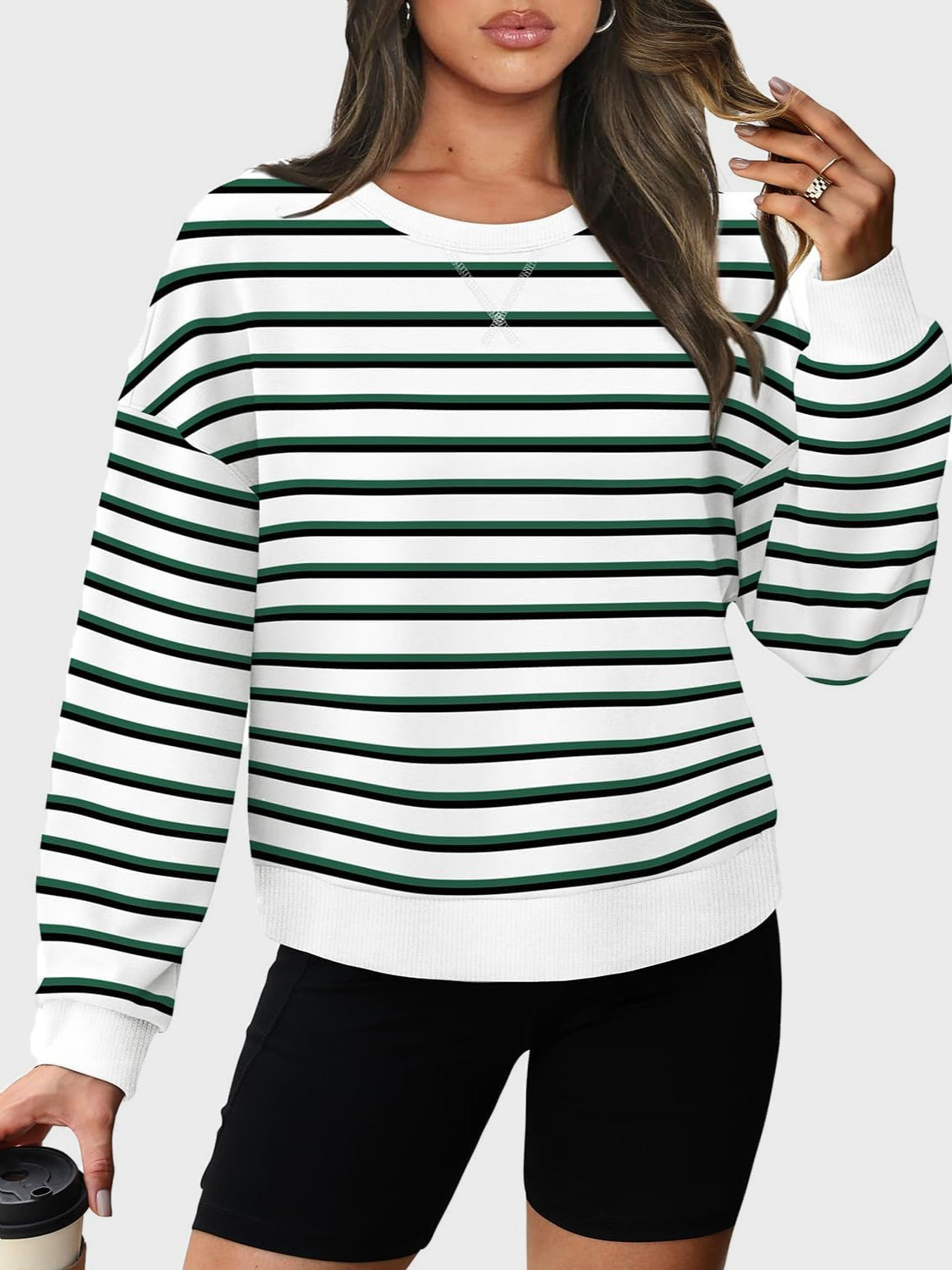 Andrea | Lovelet striped long sleeve crew neck sweatshirt