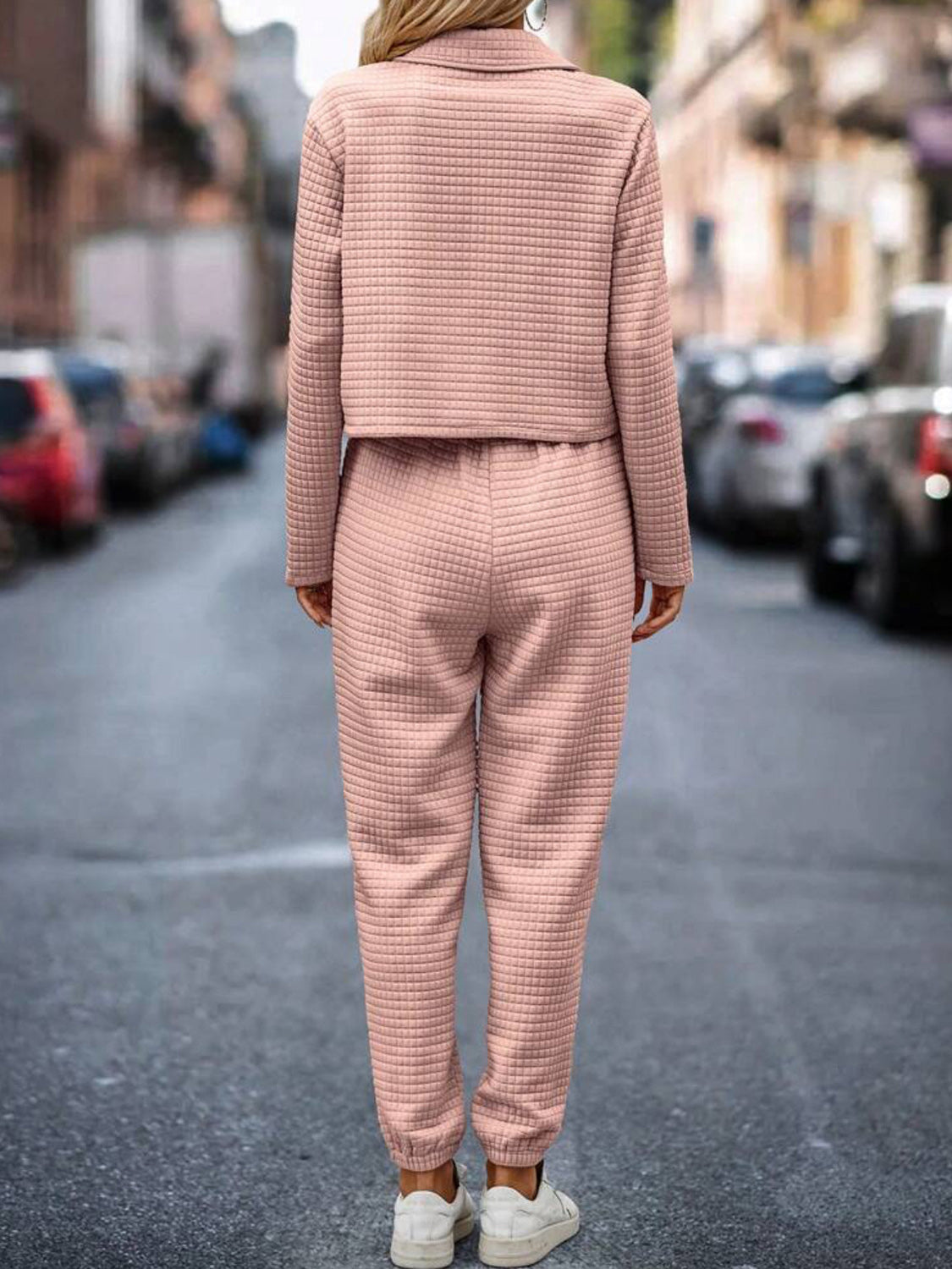 Sandra | Check top and trousers set with snap fasteners