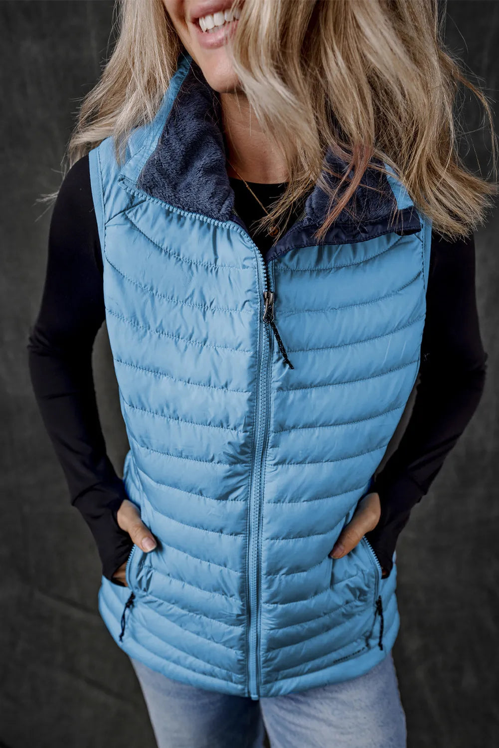 Silvia | Vest coat with zip and pockets