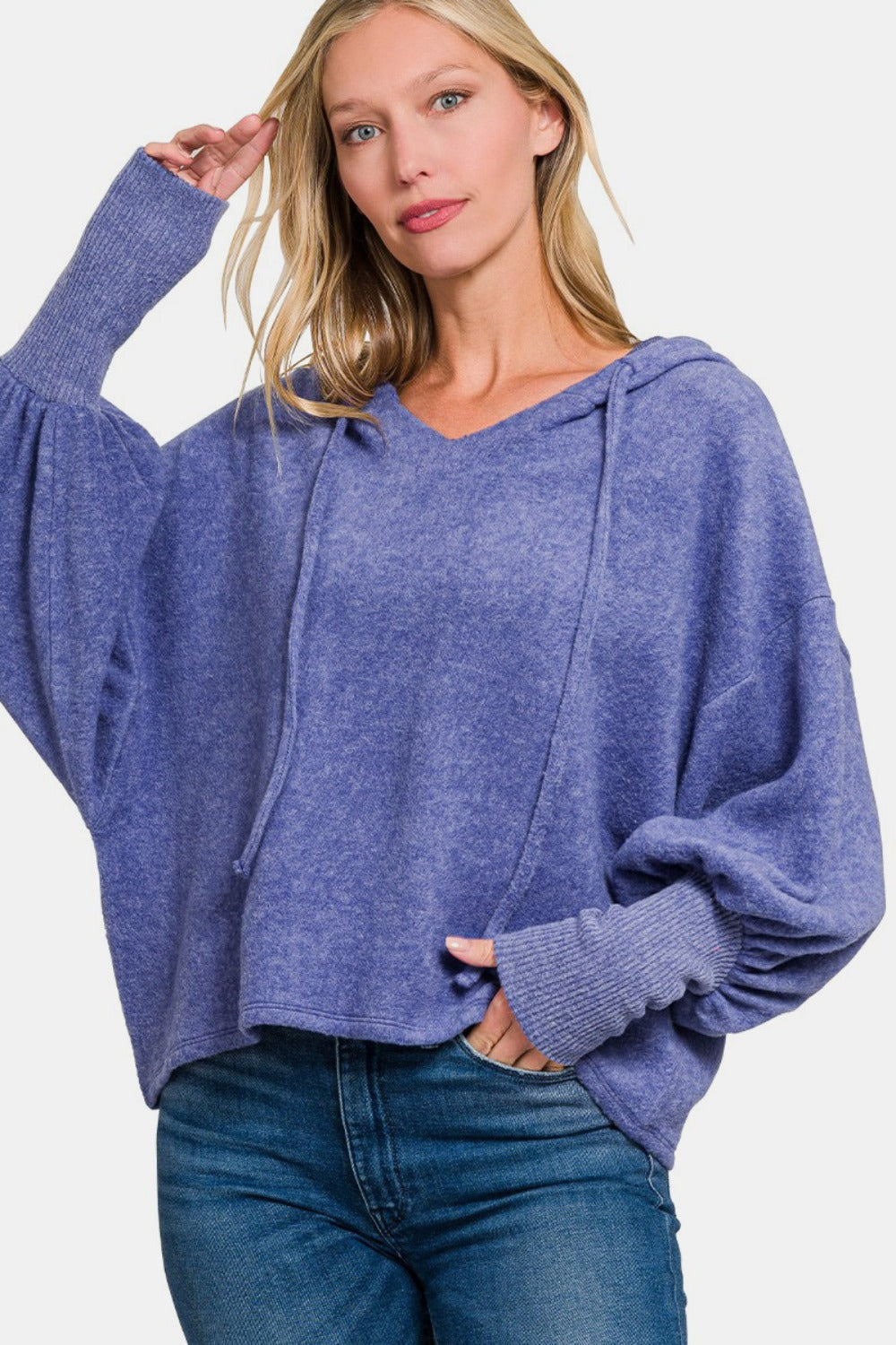 Rosario | Brushed Hacci hoodie with dropped shoulders