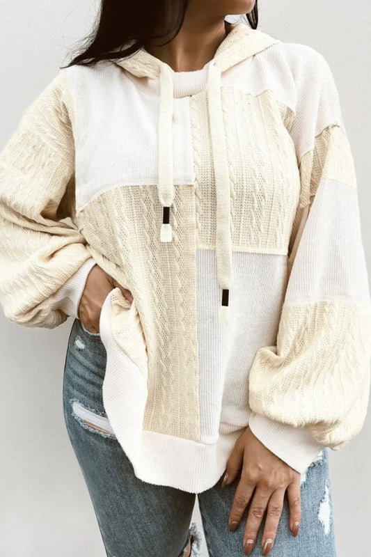 Beatriz | Oversized long sleeve drawstring color block hoodie