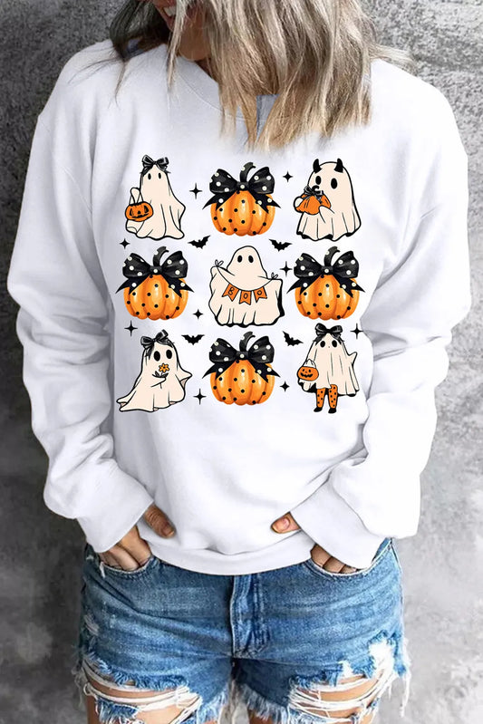 Milena | Pumpkin & Ghost crew neck long sleeve sweatshirt