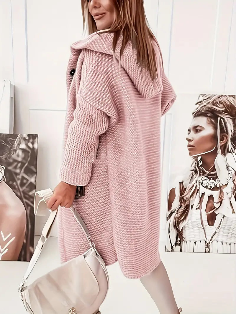 Elsa | Long knitted cardigan with hood