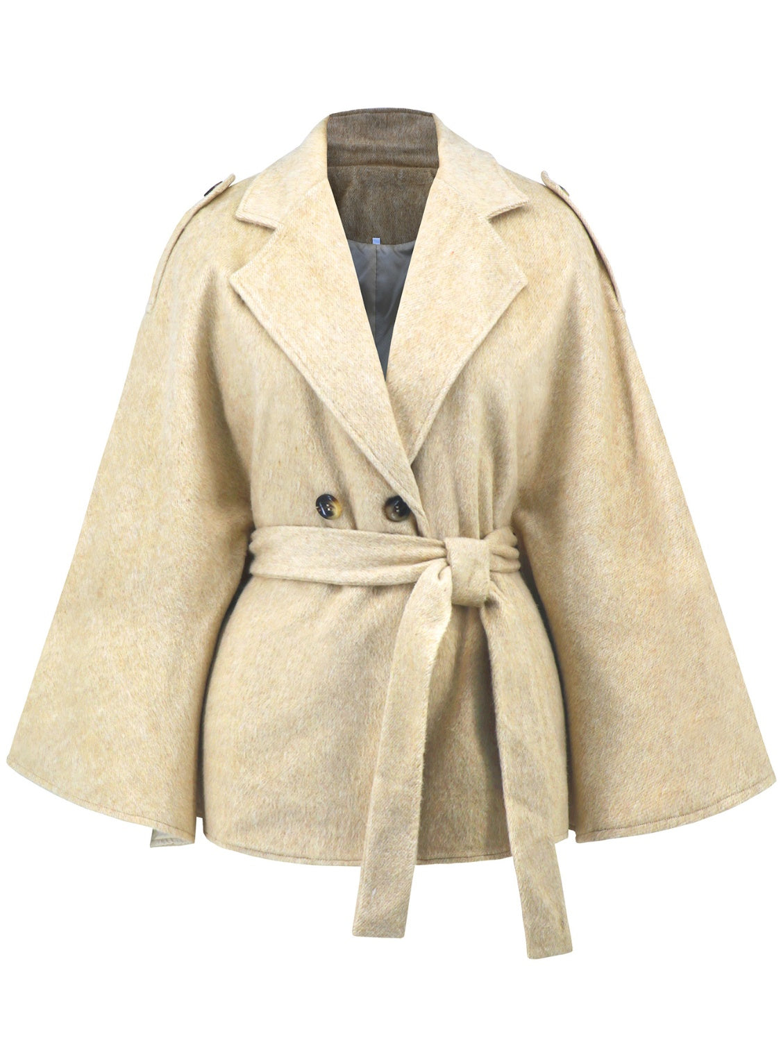 Rita | Double-breasted poncho with tie belt