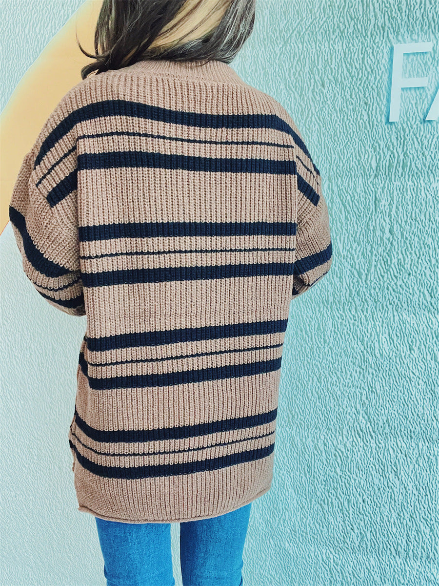Sybille | Striped long-sleeved sweater with a crew neck