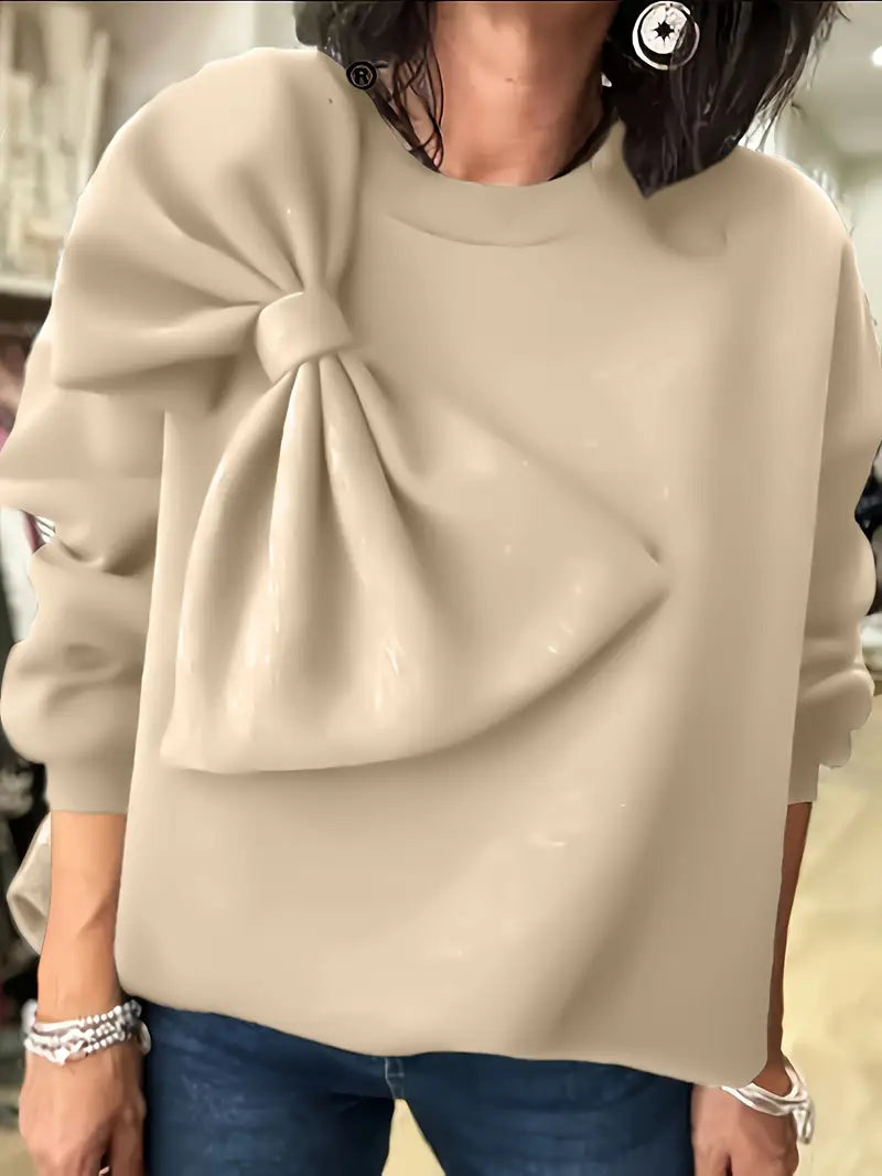 Nicole® | Oversized Cotton Sweater With Bow