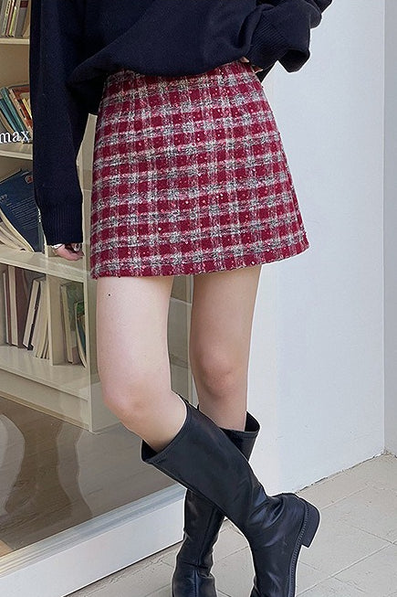 Heavyweight Wool Plaid Bodycon Skirt