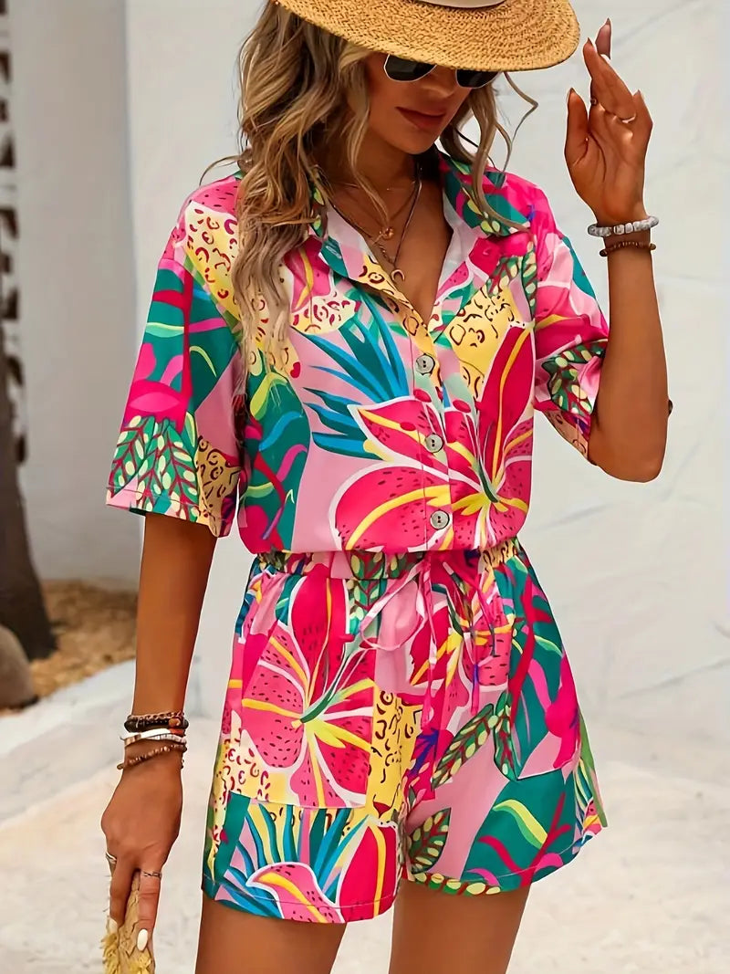 Esterina® | Shorts And Blouse With Tropical Print