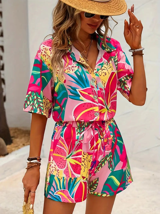 Esterina® | Shorts And Blouse With Tropical Print