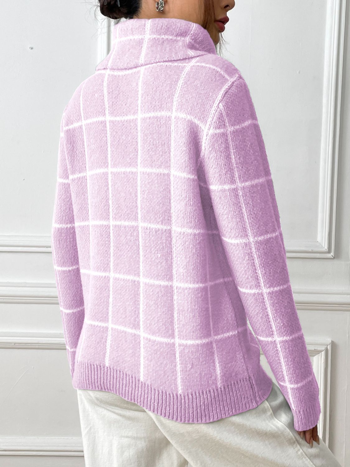 Marie | Checked turtleneck sweater with long sleeves