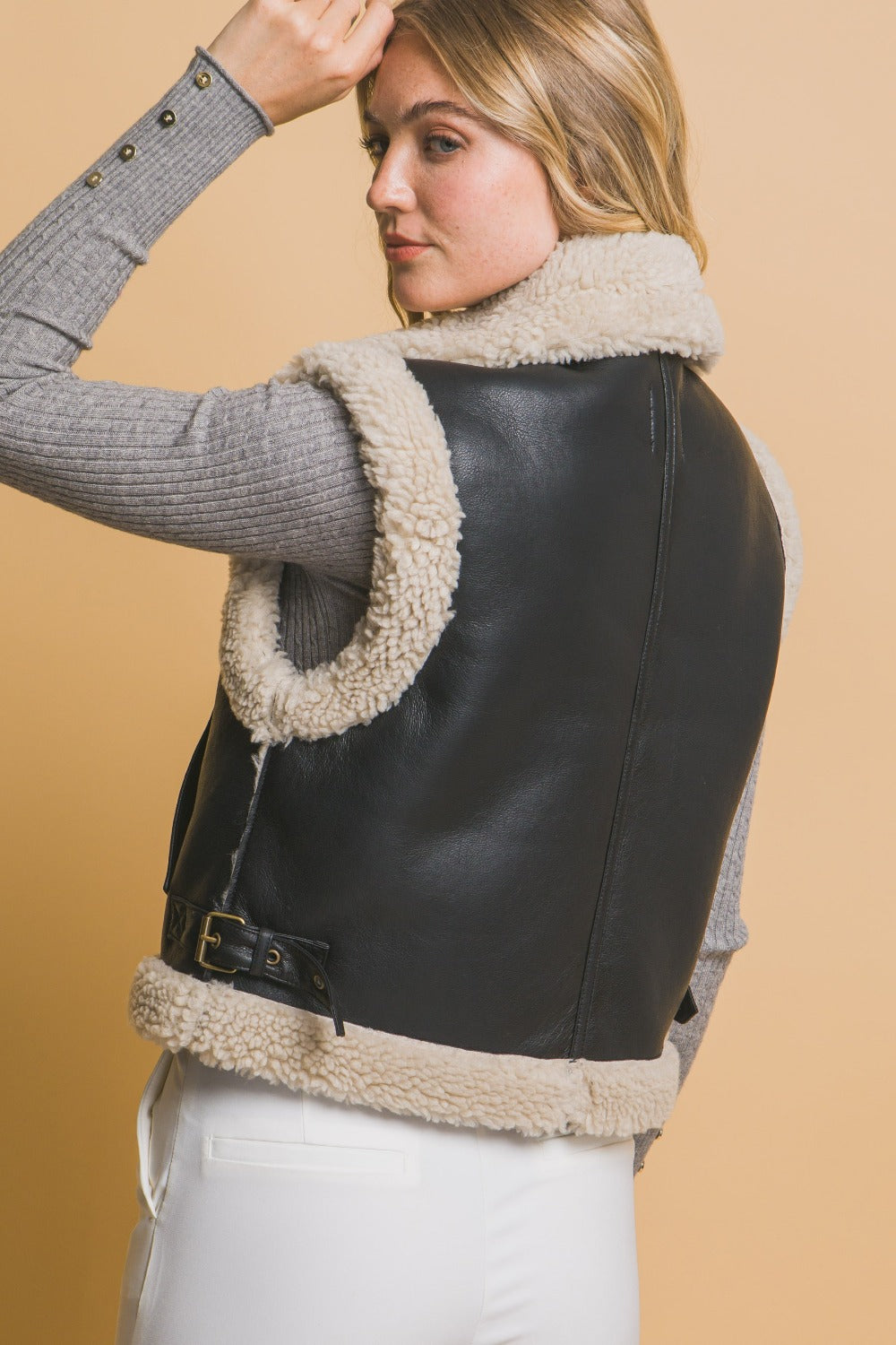 Maribel | Love Tree Sherpa vest with zip and pockets