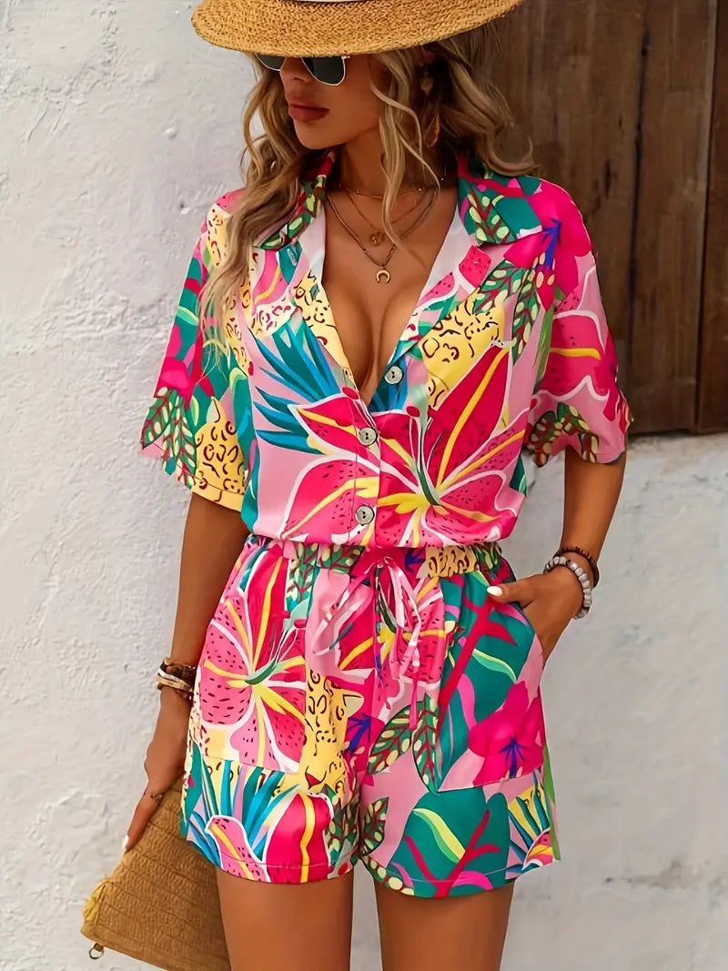 Esterina® | Shorts And Blouse With Tropical Print