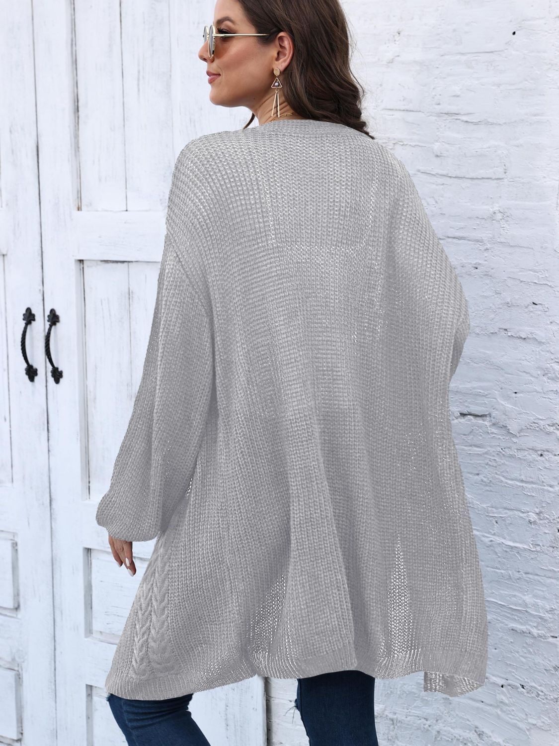Estela | Cable knit cardigan with open front and long sleeves