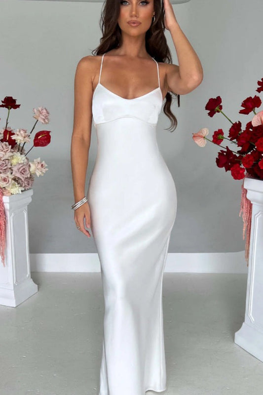 Back Tie Spaghetti Strap Formal Dress