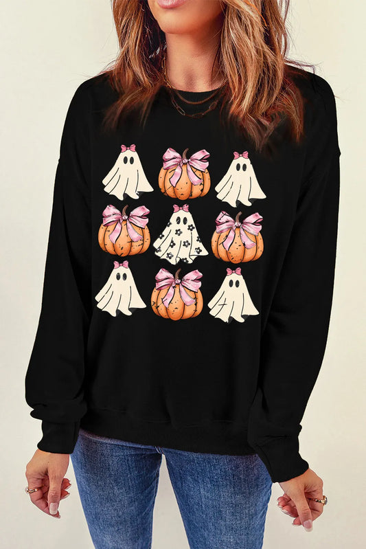 Leire | Pumpkin & Ghost crew neck long sleeve sweatshirt