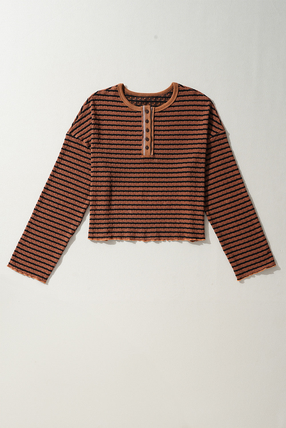 Tania | Striped long sleeve blouse with half buttons