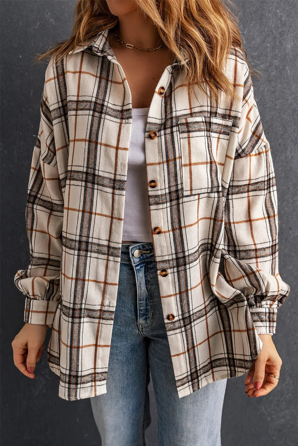 Gabriela | Checked high-low jacket with slit