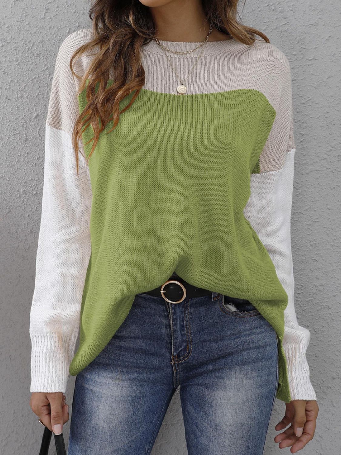 Luna | Color block crew neck sweater