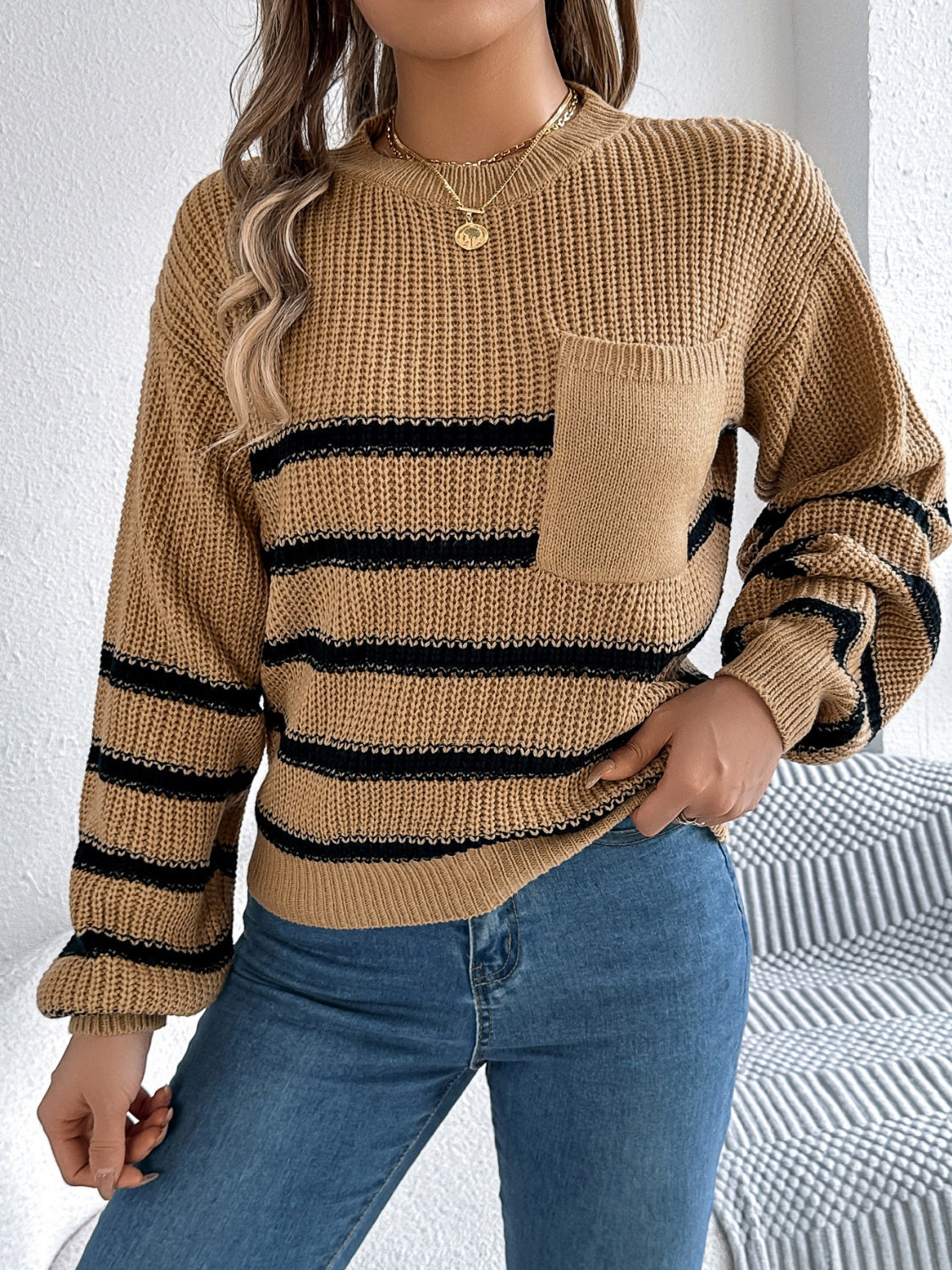 Sandra | Striped long-sleeved sweater with a crew neck