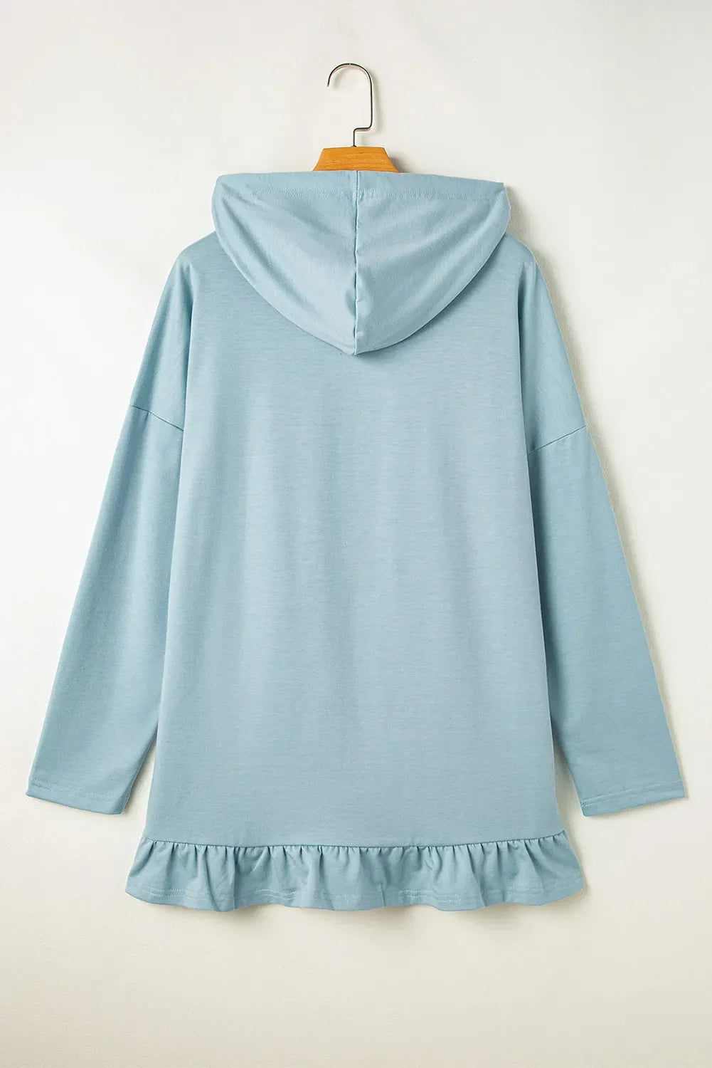 Elsa | Long sleeve drawstring hoodie with ruffles and dropped shoulder