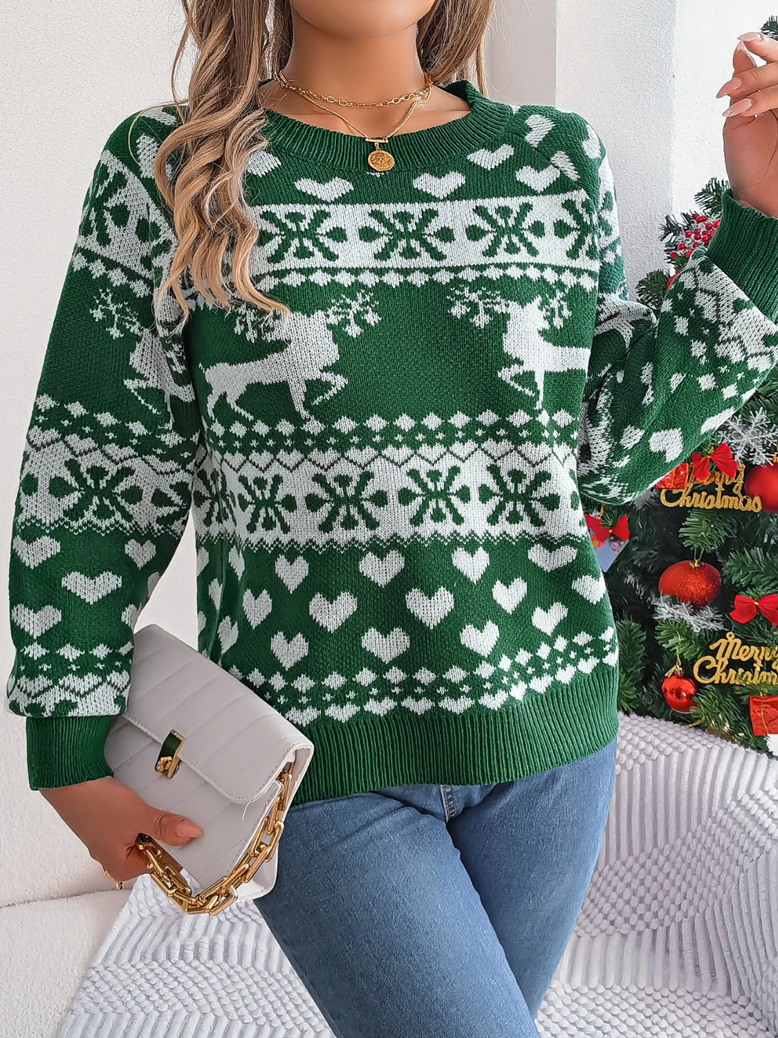 Corina | Christmas Element crew neck long sleeve sweater