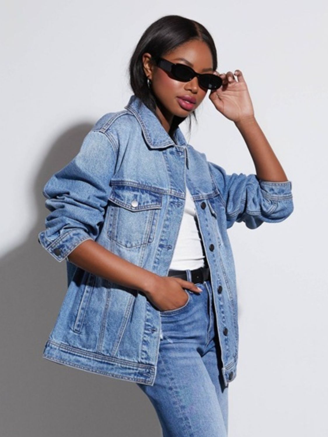 Solveig | Denim jacket with button placket and collar