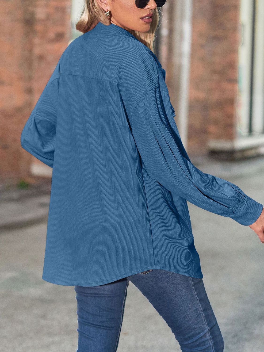 Eva | Long sleeve shirt with buttoned collar and collar