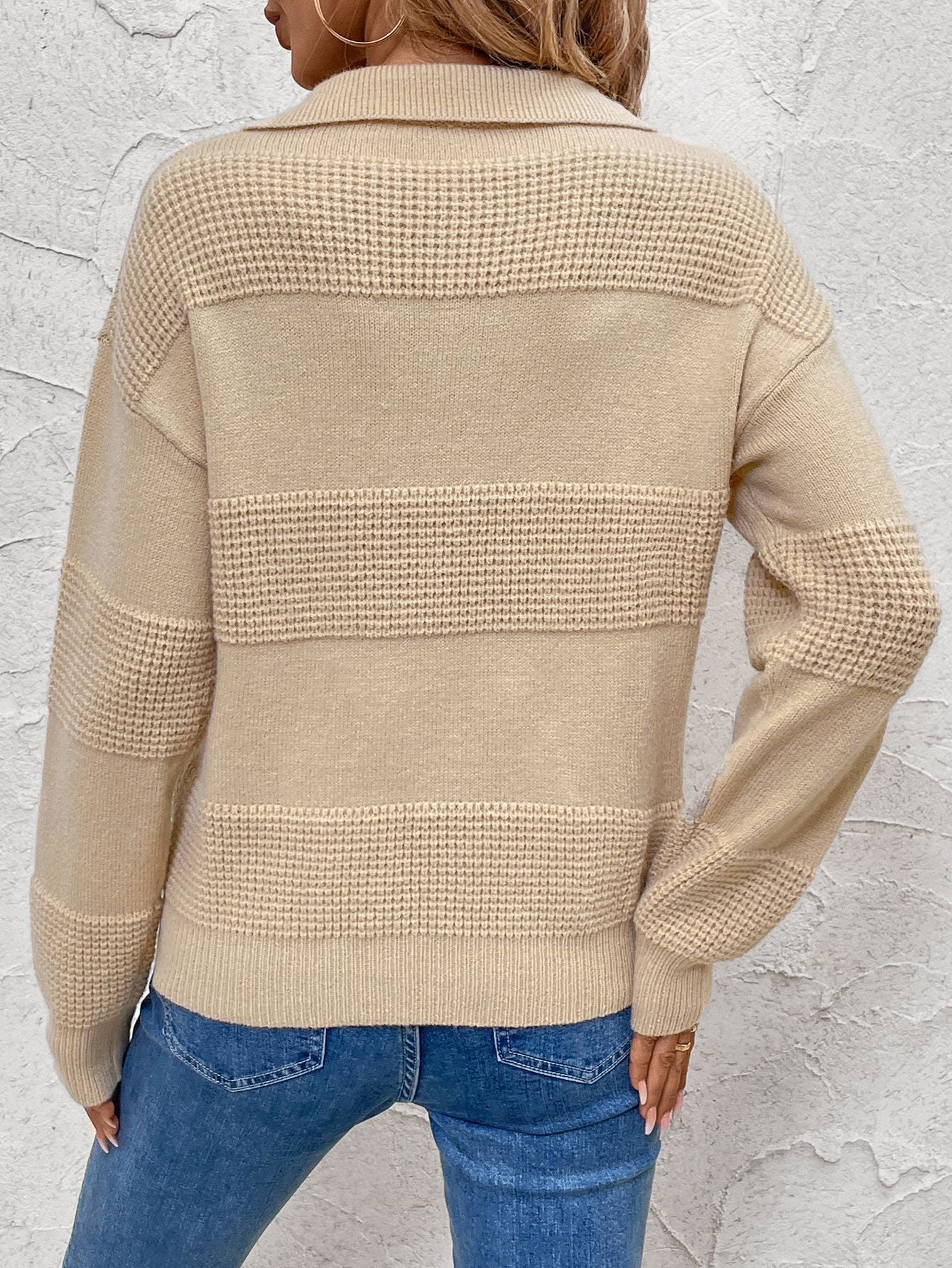 Clara | Perfee Johnny collar sweater with dropped shoulder