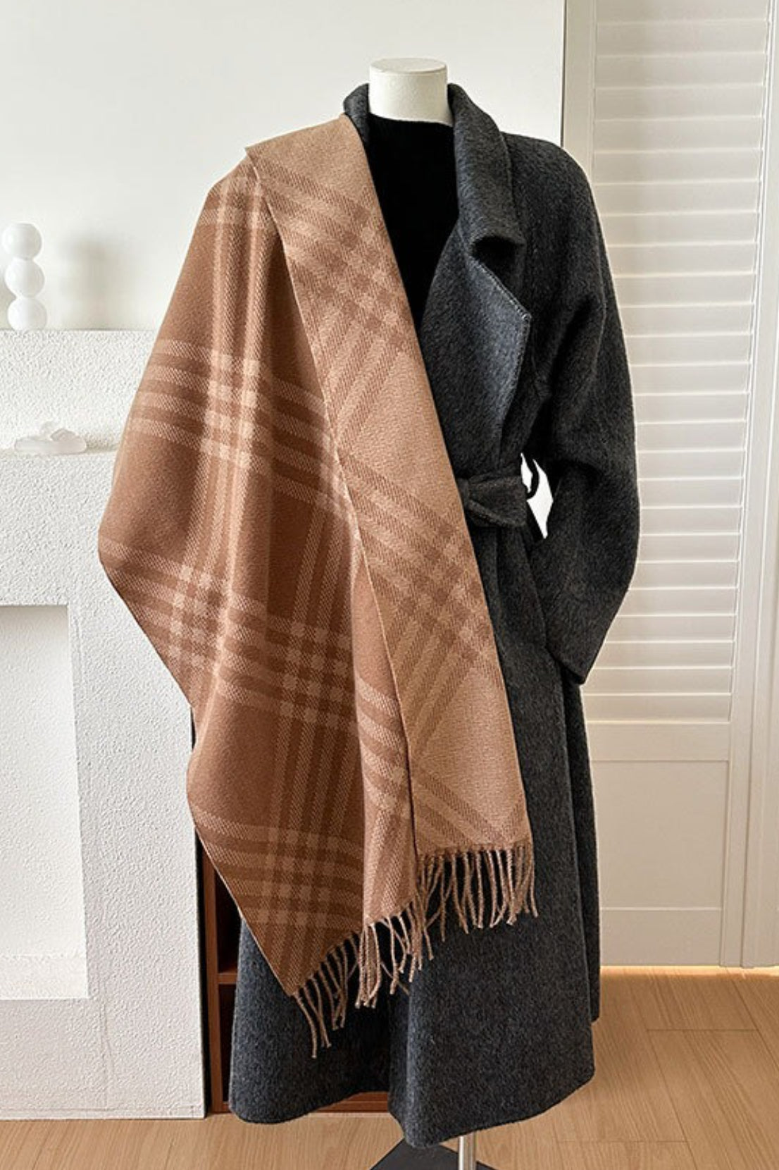 Double-Sided Plaid Festive Faux Cashmere Warm Scarf