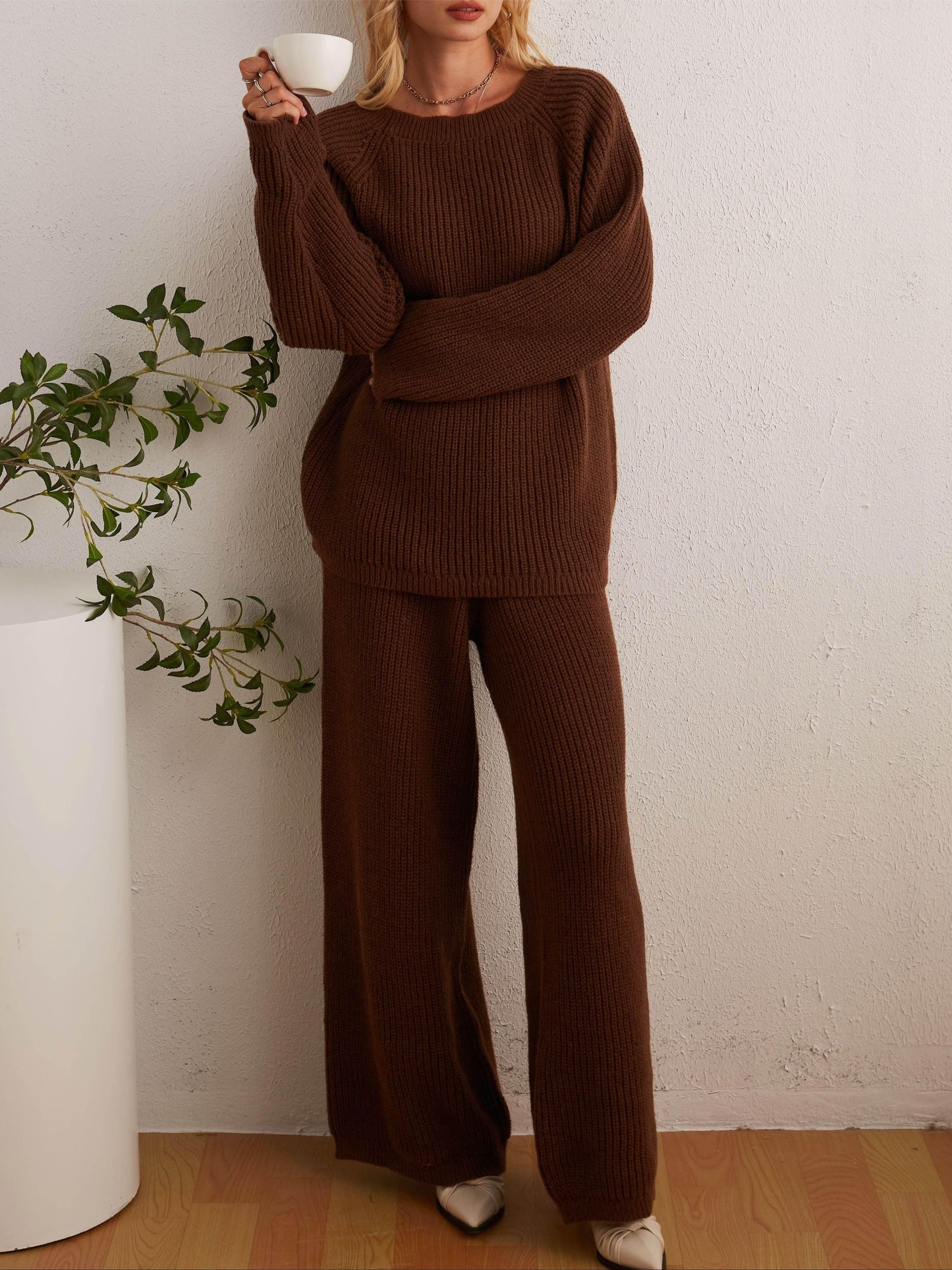 Octavia | Two-piece set made from wide ribbed knit