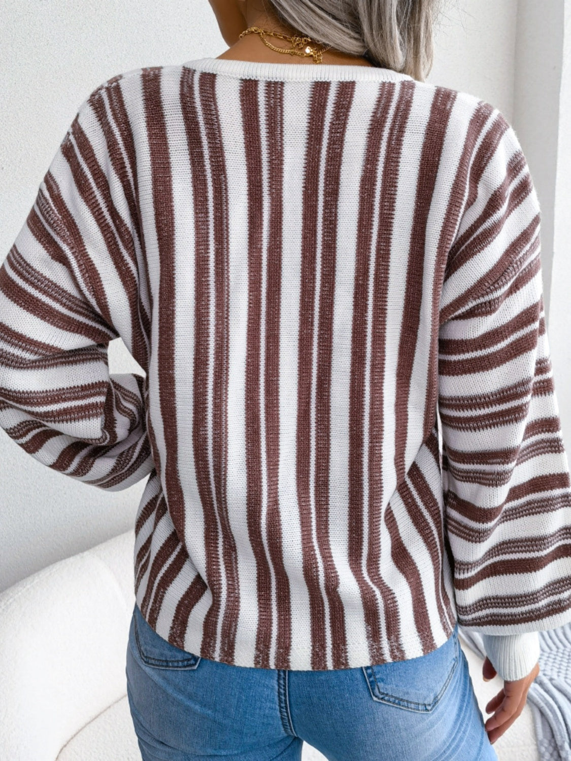 Isadora | Striped long-sleeved sweater with lacing