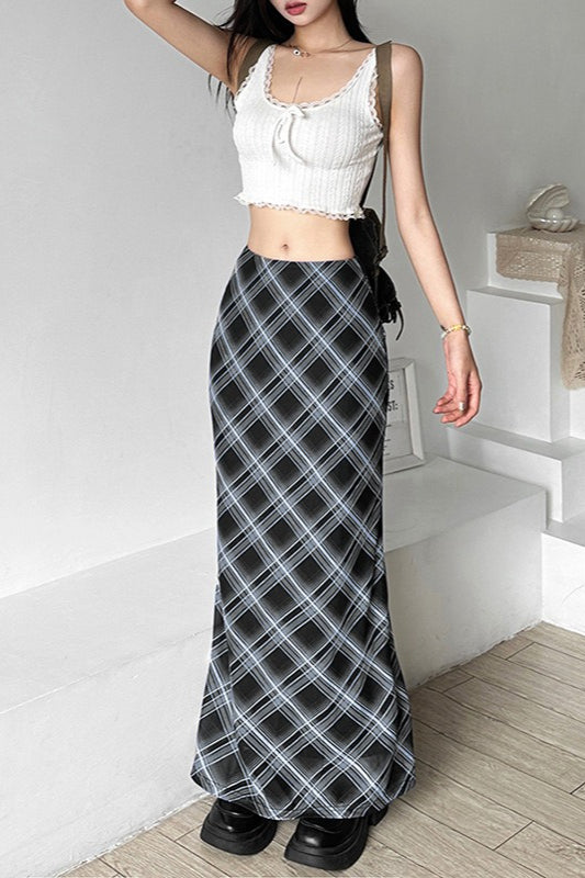Plaid High Waist Bodycon Skirt