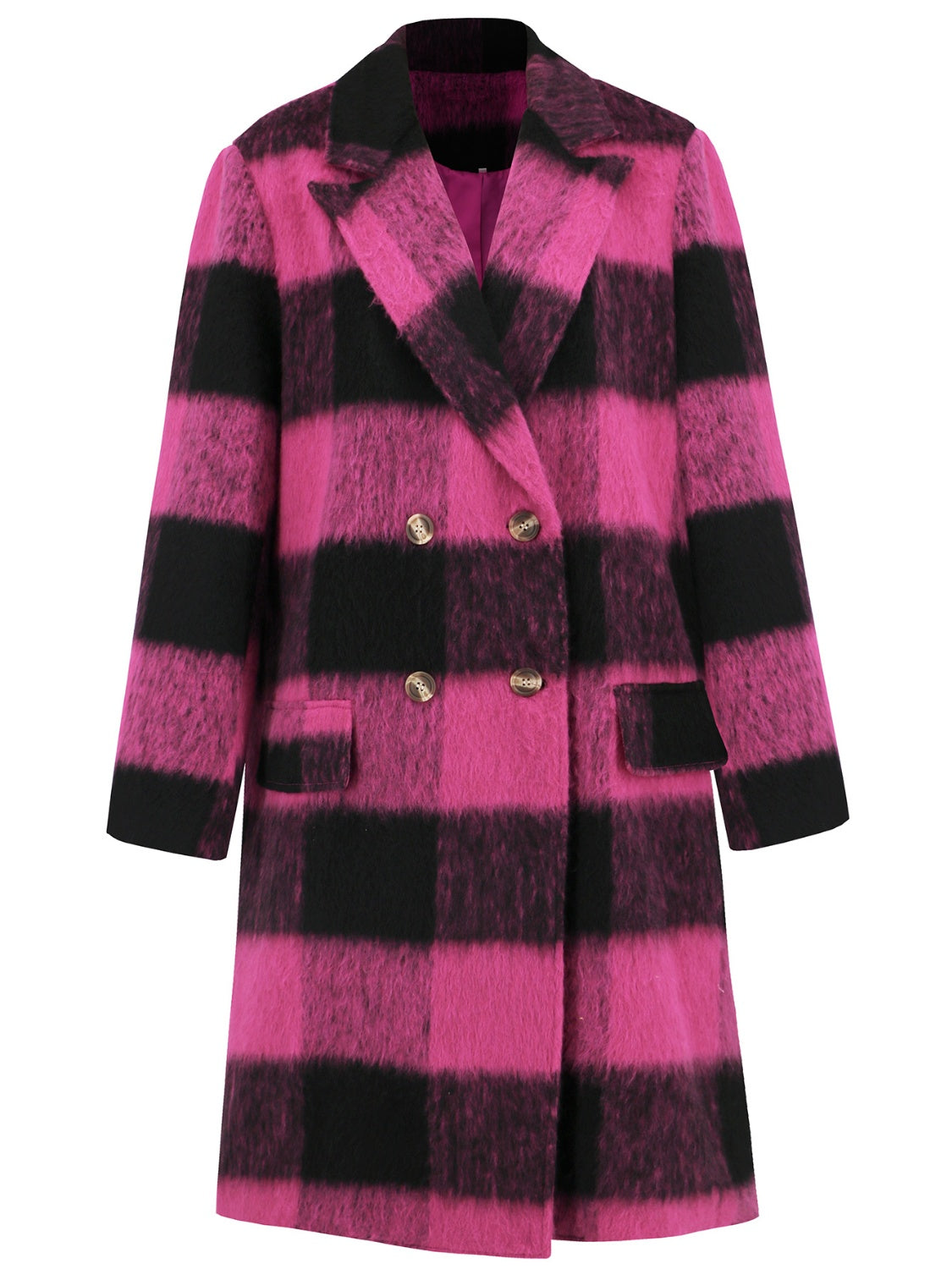 Ramona | Checked double-breasted coat with long sleeves
