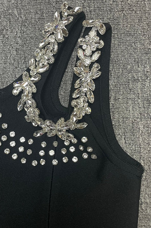 One Shoulder Rhinestone Bandage Party Dress