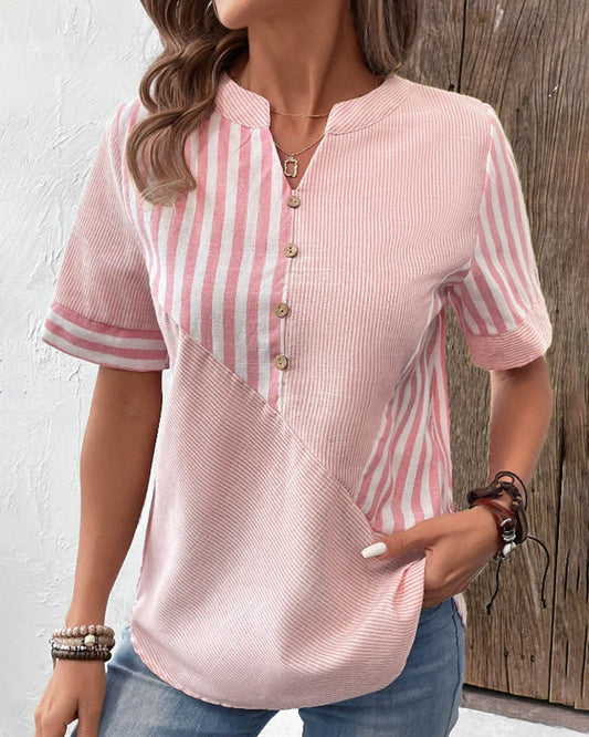 Paulette® | Striped Cotton-Polyester Blouse Shirt
