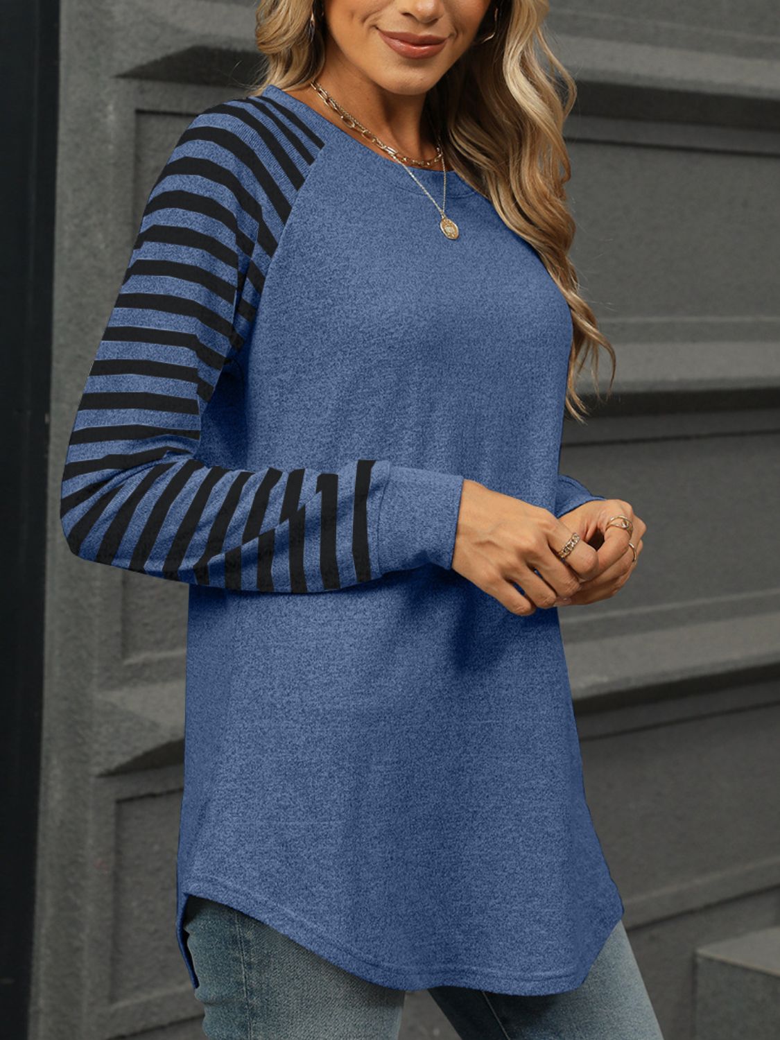 Kristin | Striped long-sleeved crew neck t-shirt