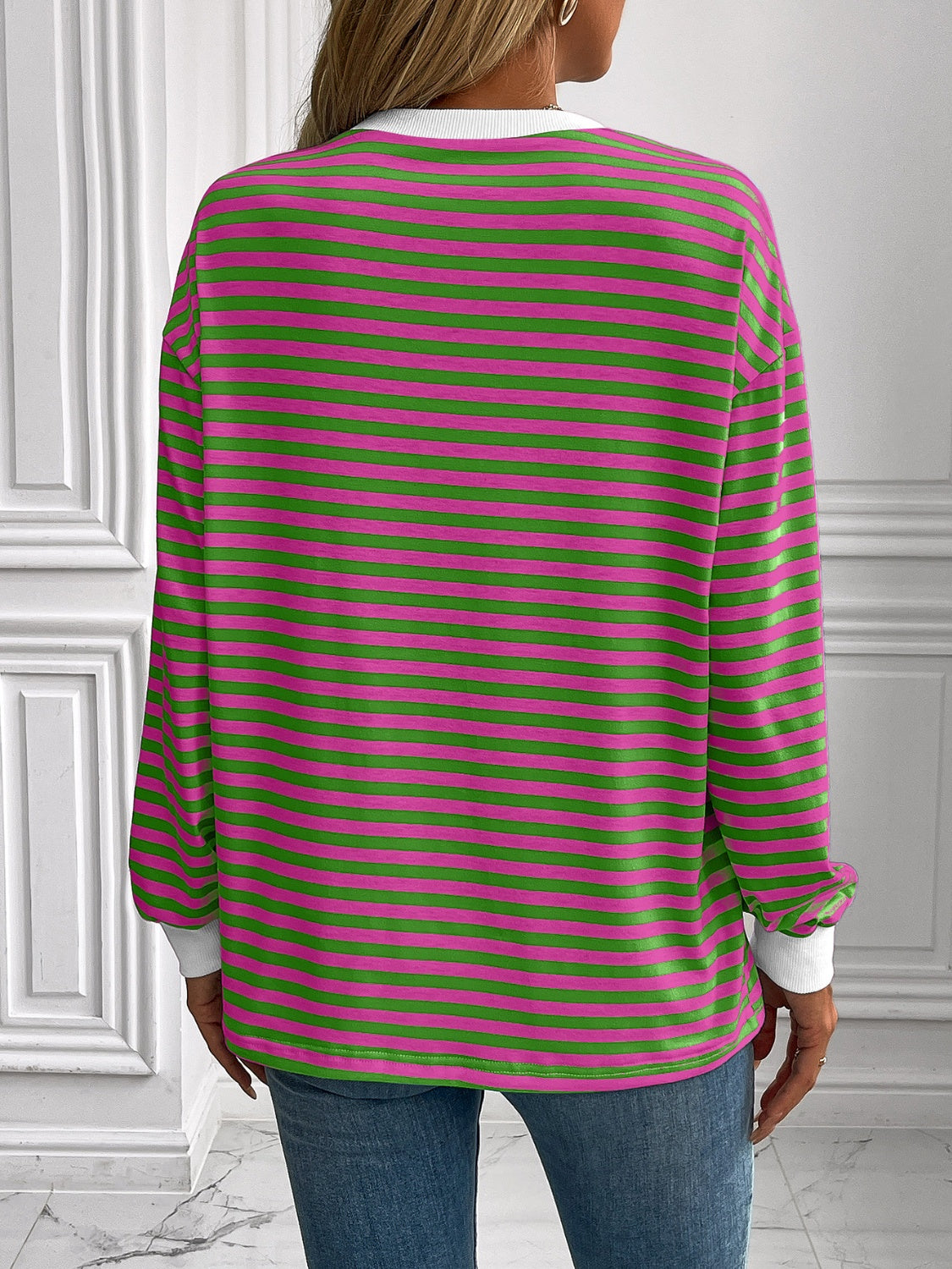 Constance | Ivy Lane striped long sleeve crew neck sweatshirt