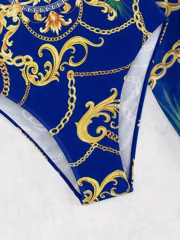 Kim® | Elegant Sleeveless Swimwear With A Blue Pattern