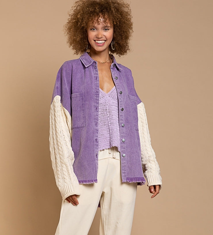 Norma® | Women's denim jacket with knitted sleeves