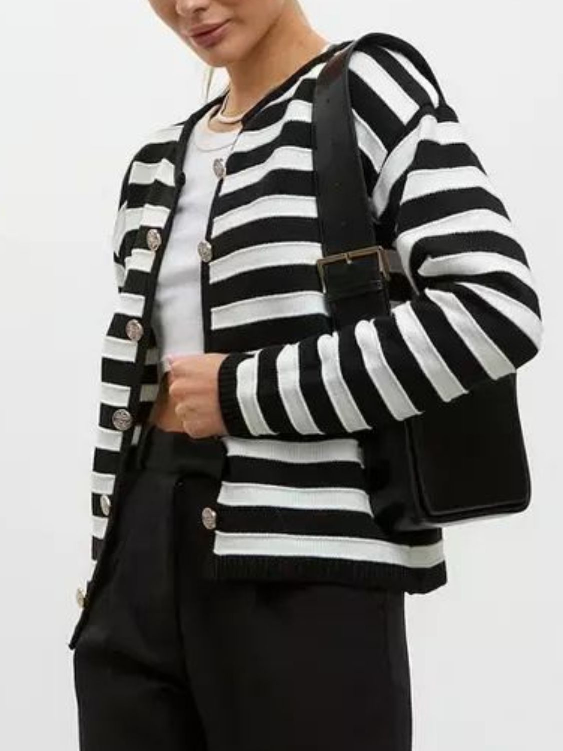 Samantha | Striped, long-sleeved cardigan with dropped shoulders