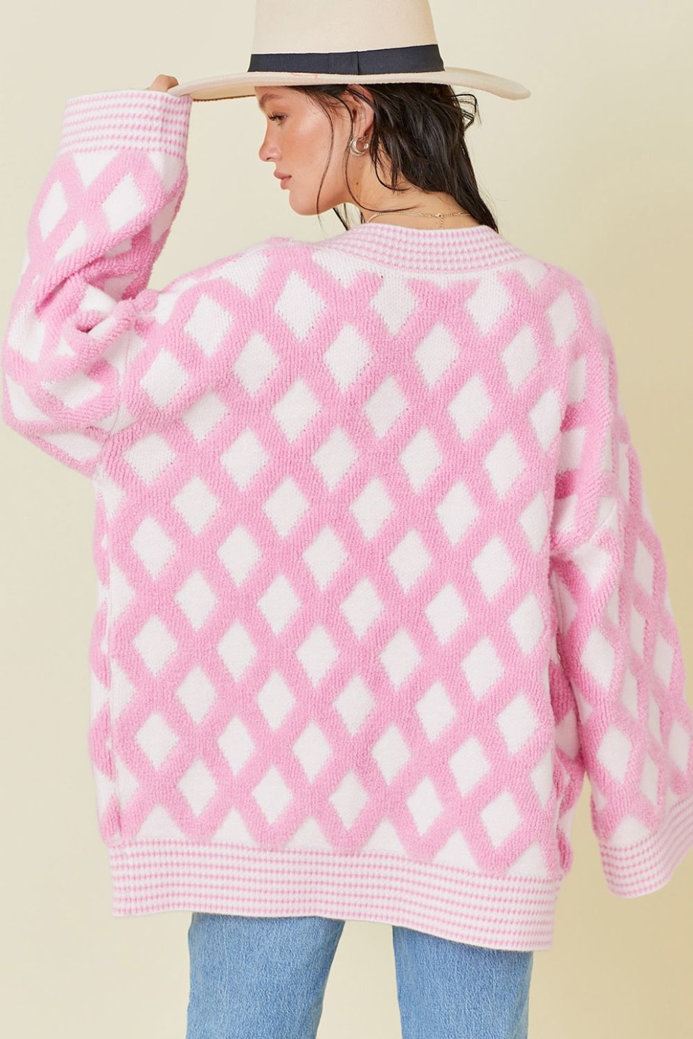 Jimena | Geometric open front long sleeve cardigan