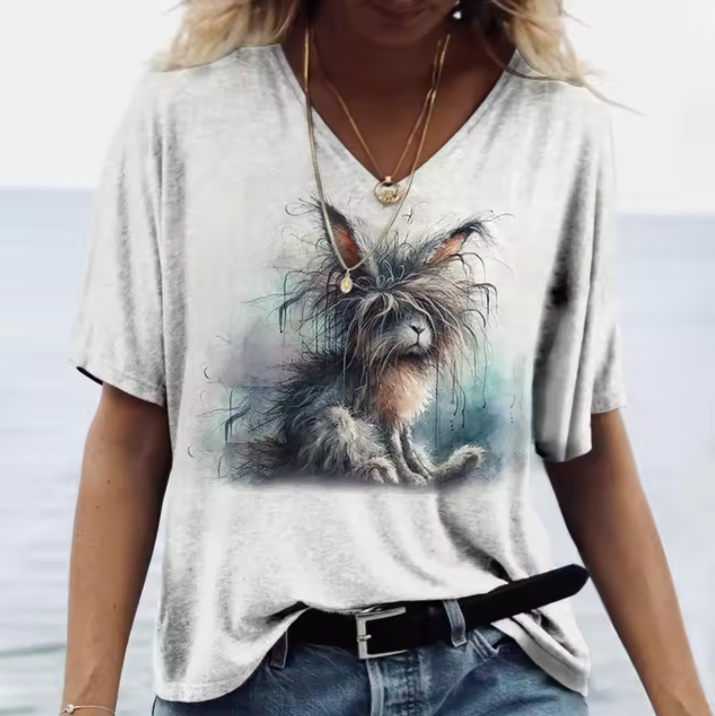 Piera® | White T-Shirts With Rabbit Print