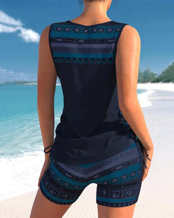 Lila® | Tankini With Tribal Print And Crossed Details