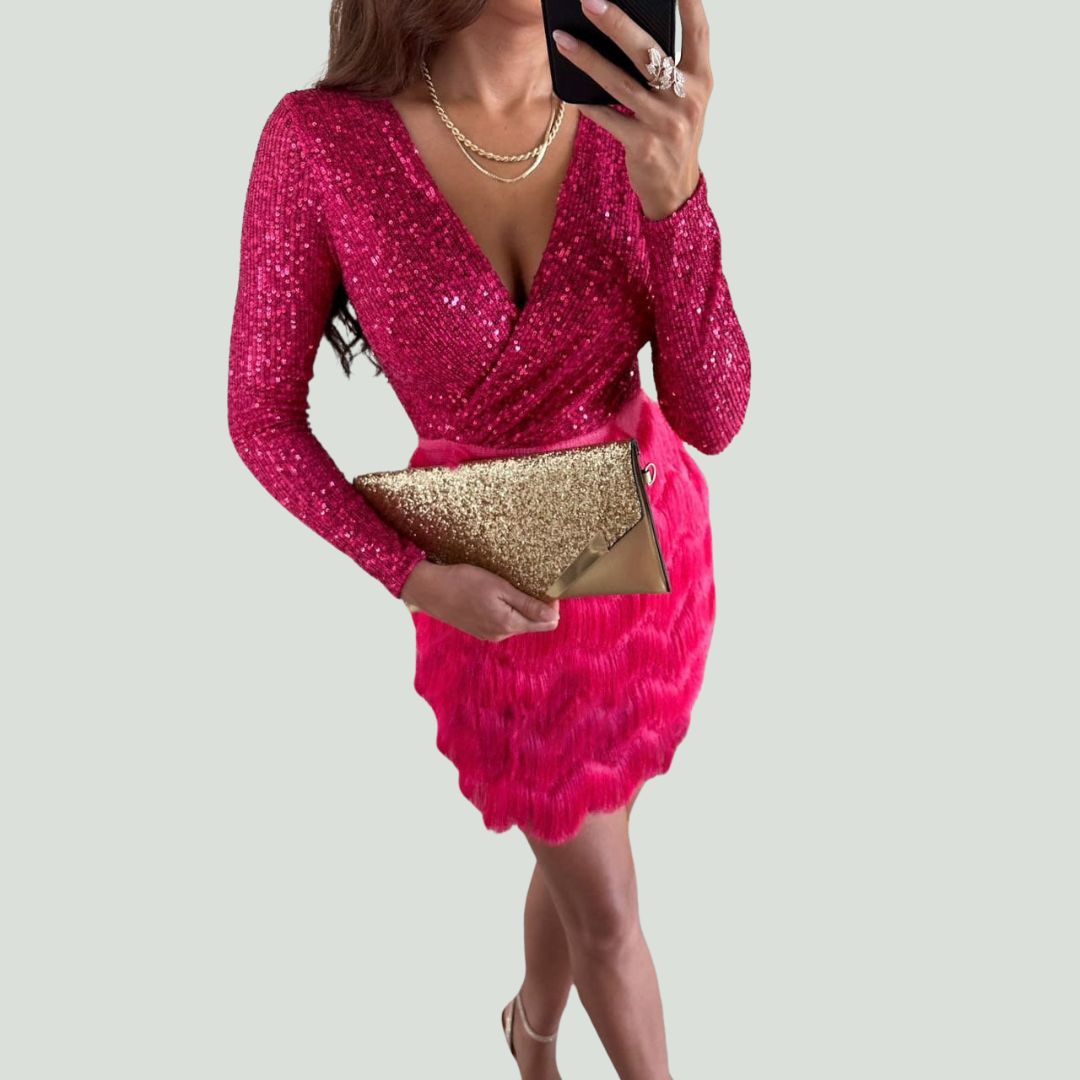 Celia® | Sequin Dress With V-Neck